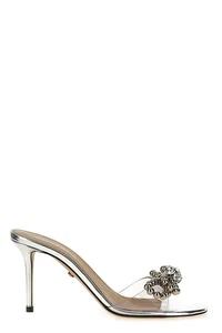 MACH & MACH Stud Bow Jewel Silver 85mm Heel Pump Sandals New&Authentic - Picture 1 of 4