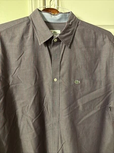 Lacoste Classic Fit  Long Sleeve Shirt Mens LG 42 Gray light Red Stripe RN 87651 - Picture 1 of 5