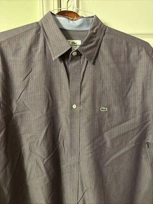 Camisa manga larga calce clásico Lacoste para hombre LG 42 gris rojo claro a rayas RN 87651 Foto 1 de 4
