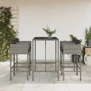 Garden Bar Set Outdoor Table Bar Table Set with Cushions Poly Rattan vidaXL - Picture 1 of 29