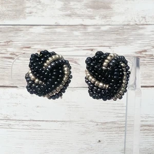 Vintage Ohrclips mehrfarbig Perlen Wickeloptik - Bild 1 von 6