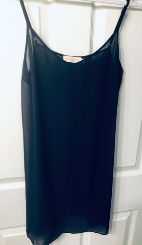 TORY BURCH Vestito Slip in Crepe Trasparente Mini Lingerie Trasparente Blu Navy Taglia 8