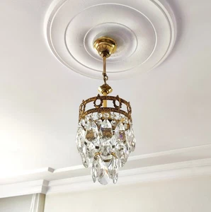 Lampadario Cristallo Antico Vintage Ottone Alta Qualità LED Cesto Soffitto - Foto 1 di 15