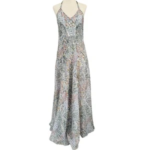Meghan Los Angeles Y2K Maxi Dress 4 Blue Boho Bohemian Festival Halter Party - Picture 1 of 17