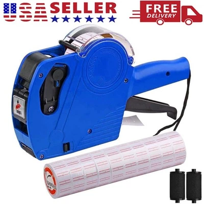 M&C MUSIC COLOR 8 Digits Price tag Gun with 5000 Sticker Labels and 2 Ink Refill, Lab US STOCK