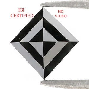 3.07 Ct IGI CERTIFIED Natural Loose Princess Cut 7.50 MM Black Diamond QL8662 - Picture 1 of 10