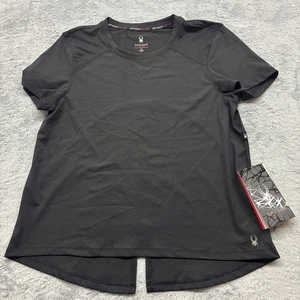 Top Spyder para mujer ropa deportiva espalda dividida en negro, talla mediana, ¡nuevo con etiquetas! - Imagen 1 de 7
