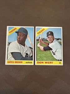 1966 Topps Tigers # 253 Don Wert & 362 Gates Brown 2 Card Lot - Picture 1 of 2