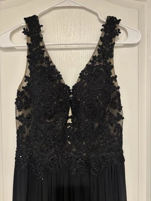 Sherri Hill black Mermaid Fit  Enticing Beaded Lace Prom Dress Sz 6 - Image 1 of 4