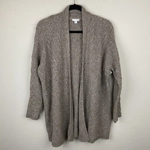 J.JILL Khaki Chunky Cardigan Sweater SMALL Alpaca Cotton Long Sleeve Open F86 - Picture 1 of 8