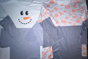 Paquete de ropa para mujer de 2 piezas talla 2x - camisas de Halloween y muñeco de nieve de gran tamaño - Imagen 1 de 7