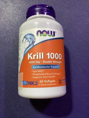 NOW Foods Neptune Krill 1000mg 60 Softgels Cardiovascular Support - Exp 8/2025 - Image 1 of 4