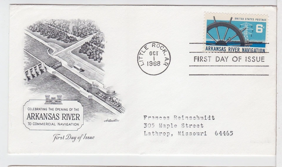 TurtlesTradingPost- Arkansas River Navigation 1968 #1358 FDC Artmaster Cachet - Image 1 of 1
