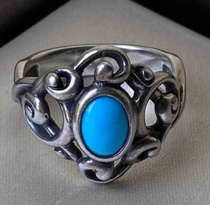 CAROLYN POLLACK Ring TURQUOISE Cabochon Size 8 Sterling silver - Picture 1 of 12