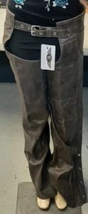 Unisex Brown Leather Chaps - Great Quality 1167brn - Picture 1 of 2