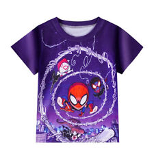 Spidey SpiderMan GwenStacy T-Shirt Kids Boys Short Sleeve Shirts Summer Beach