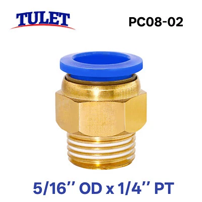 5x Pneumatic 5/16" Tube x 1/4" PT Male Connector Push in to Air Connect Fitting - Image 1 of 3