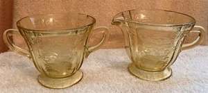 Vintage Federal Glass Amber Madrid Pattern Creamer Sugar Bowl No Lid 3 1/4" Tall - Picture 1 of 6