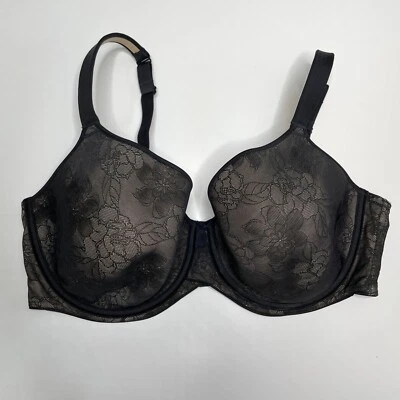 Sutiã Cacique Balconette 40DDD preto forrado de renda com alças ajustáveis - Imagem 1 de 4