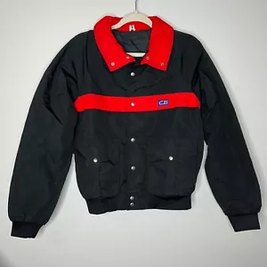 CB Sports Mens Black Red Ski Jacket Size Small Vtg 80s Button Snap - Picture 1 of 12