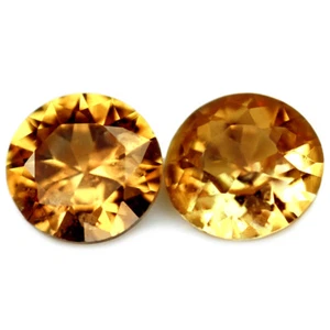 Certified Natural Unheated Orange Sapphire 3.5mm Brilliant Round Matching Pair - Picture 1 of 2