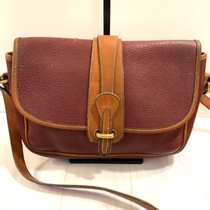 Dooney & Bourke All Weather Leather Crossbody Equestrian RARE Burgundy Vtg - Picture 1 of 23