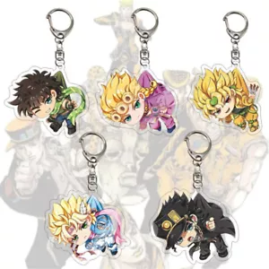 5PCS JoJos Bizarre Adventure Keychain Cosplay Pendant Acrylic Keyrings Pendant - Picture 1 of 13