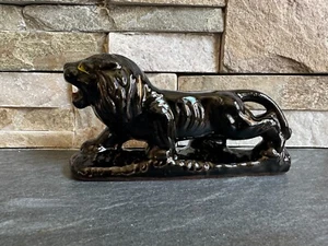 Mid-Century Modern Porcelain Black Lion Figure Sculpture Japan - Picture 1 of 9