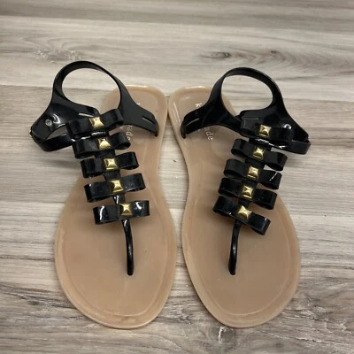 Sandalias para mujer Kate Spade negras beige con correas de gelatina talla 8 Foto 1 de 4