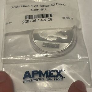 2021 Niue Godzilla vs. Kong King Kong 1oz Silver BU Coin Still Sealed In APMEX