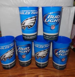 (10) BUD LIGHT BUDWEISER - NFL Philadelphia Eagles - Coppe in plastica riutilizzabili - Nuovo - Foto 1 di 1