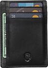 Genuine Leather Slim Minimalist Wallet RFID Blocking 5 Card Bank Notes Holder