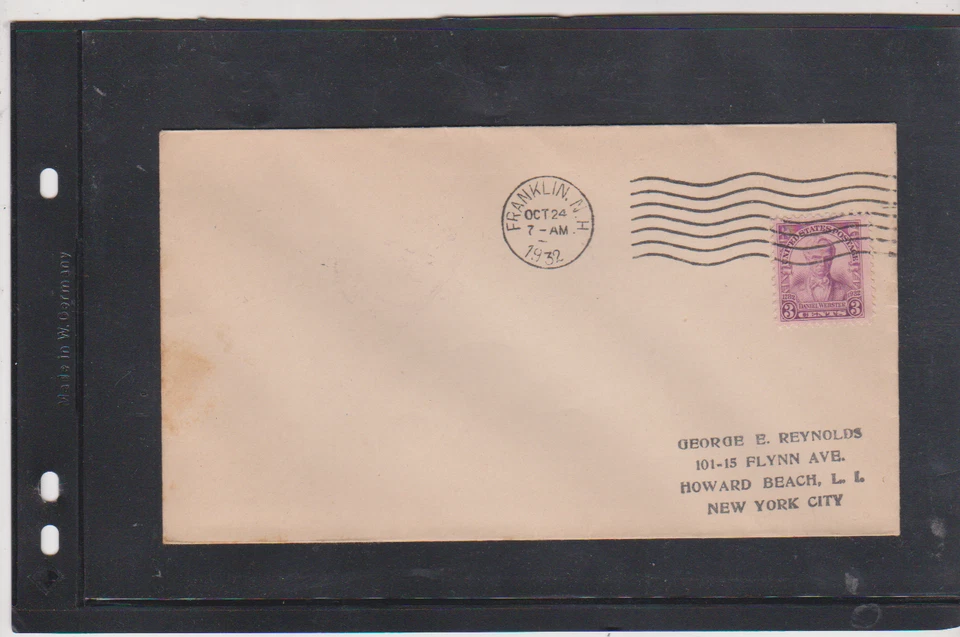 SCOTT # 725  FDC, NO CACHET, Franklin N.H. Post Mark - Image 1 of 1