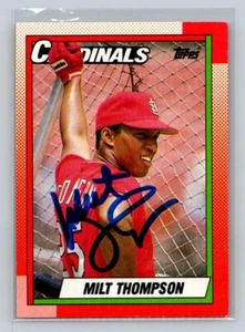 Tarjeta de béisbol #688 Topps St Louis Cardinals 1990 autografiada por Milt Thompson - Imagen 1 de 2