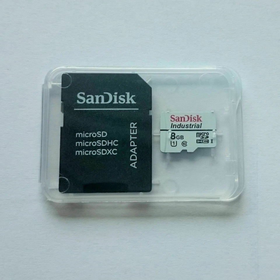 Micro SD Sandisk Industrial 8GB classe 10 con Adattatore SDHC SDXC per apparati - Immagine 1 di 4