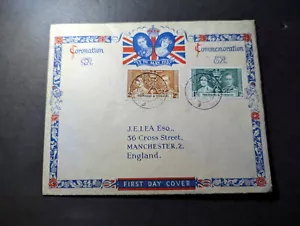 1937 Trinidad and Tobago Coronation First Day Cover FDC to Manchester England - Picture 1 of 2