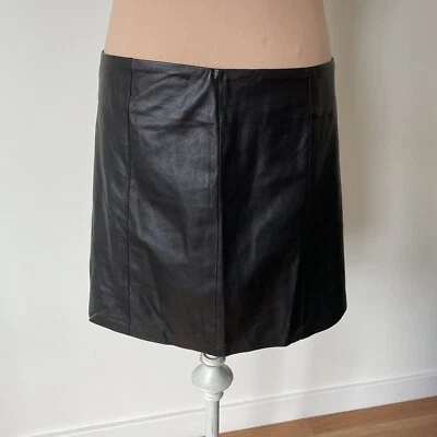 T by Alexander Wang Black Leather Multi-Panel Zip Back Mini Skirt EUC Size M - Image 1 of 4