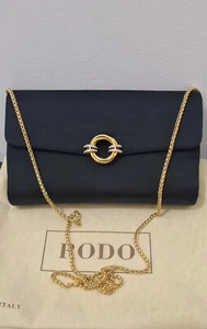 Rodo Italian Black Satine Chain Bag - Picture 1 of 7