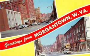 MORGANTOWN West Virginia Street Scenes Large Letter c1950s Vintage Postcard - Picture 1 of 2