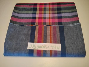 Blue Plaid Garment or Apparel Fabric with Striations 3 1/2 Yards x 44" Wide - Picture 1 of 6