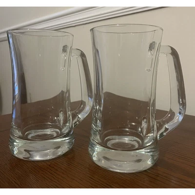 Anchor Hocking Mugs 5.5” Tall Heavy Clear Drinking Glass w/ Handle Set of 2 - Изображение 1 из 4