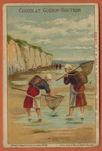 Chromo-Chocolat Guérin Boutron-La pêche aux écrevisses-Dessin tranparent-R.194b - Photo 1/2
