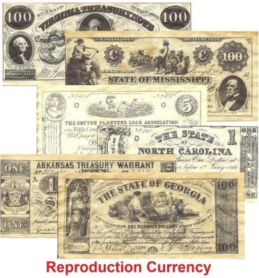 Confederate States Civil War Era Currency - Banknotes - Set A - Image 1 of 4