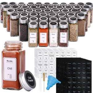 48 Stück Gewürzgläser mit Etiketten, Glas Gewürzgläser mit Deckel und 400 Etiketten, 4o... - Bild 1 von 7