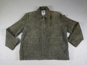 Vintage Leather Bomber Jacket Mens Large Green Suede Aviator Flight Aviation - Picture 1 of 11