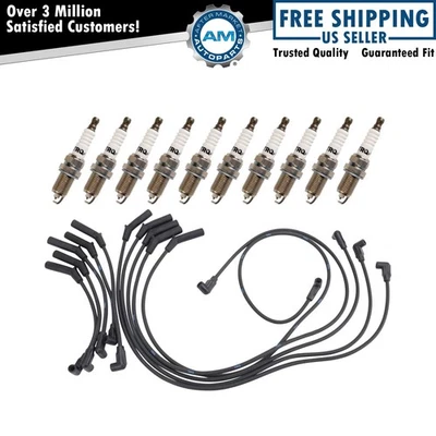 Kit de velas de ignição com fios de ignição compatível com 1995-2003 Dodge Ram 2500 Ram 3500 - Imagem 1 de 4