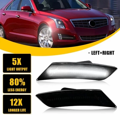 For 2013-2014 Cadillac ATS LED Front Side Marker Light Bumper Lamp Smoke White D - Image 1 of 4