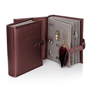 Pequeño libro grande de pendientes bronce 4 páginas joyero caja almacenamiento de viaje - Imagen 1 de 4