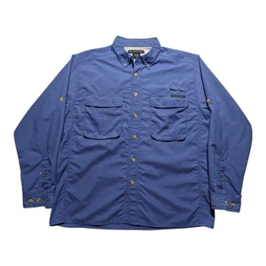 Exofficio Fishing Hiking Shirt Mens M Vented Blue Long Sleeve Button Down EUC - Picture 1 of 3