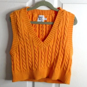 Princess Polly S/M Orange Knit Crop Vest, Girlhoodcore, Gossip Girl, Hackers - Picture 1 of 5